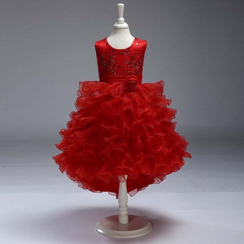 Red Christmas Party Dress for Kid Girl