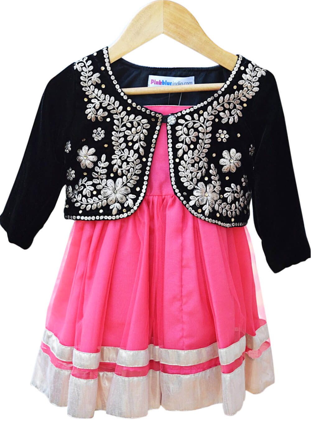 Designer Pink Little Girl Holi Dress