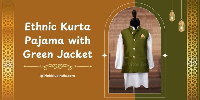Ethnic Kurta Pajama with Green Jacket