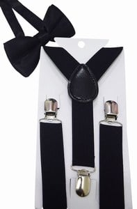 Black Bow Tie and Suspenders for Kids