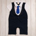 Baby Boy Tuxedo Romper Suit With Bow Tie