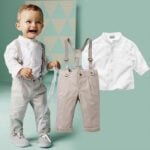 Kids and Toddler Boy Suspender Wedding Outfit