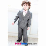 Boys Partywear Pinstripe Suit with Bow Tie