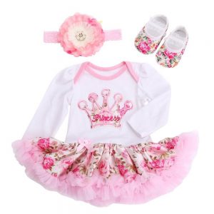 1st Birthday Party Princess Crown One Piece Romper Tutu Set 