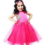 Hot Pink Toddler Baby Girls Designer Occasion Wear Dress India