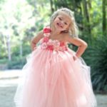 Pink Flower Full Length Baby Girl Party Tutu Dress 