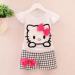 Stylish Little Girl Hello Kitty 2 Piece Summer Dress White