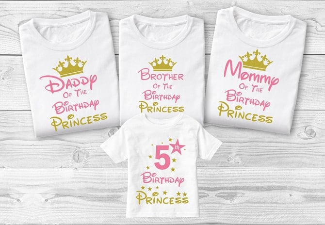 Princess 1st Birthday Family Shirt, Pink Golden Birthday T-shirt, Daddy Mommy of Princess Birthday