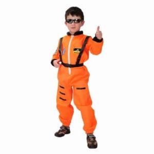 Kids Orange Astronaut Jumpsuit, Child Space Fancy Dress Costume