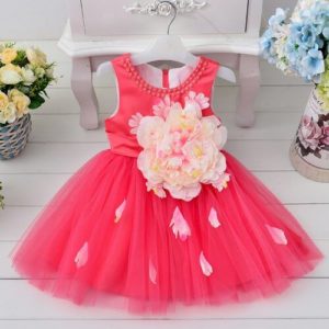 Cute Hot Pink Flower Girl Dress, Baby party dress, Baby Girl Clothes India