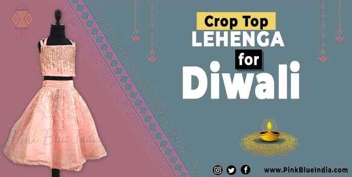 Peach Crop Top Lehenga for Diwali Festival Wear