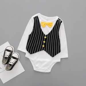 Newborn Baby Formal Romper Onesie, Waistcoat and Bow Tie Romper Suit Online