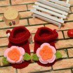 Pretty Flowers and Green Leaves Baby Booties Shoes 