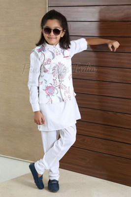 Baby Boy White Kurta Pajama - kids Nehru Jacket