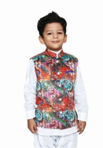 Kids Digital Print Readymade Nehru Jacket, Modi