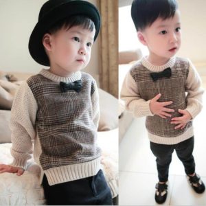 Little Prince Round Neck Sweater Bow Tie Pullover, Baby Boy Sweater 