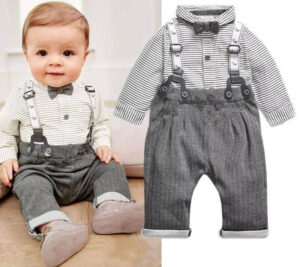 Newborn Baby Boy First Birthday Gift Set, Bow Tie & Suspenders Outfit