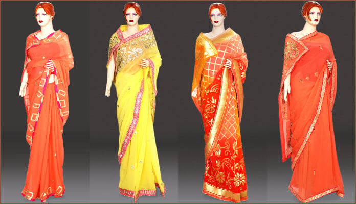 Women Party Wear Printed Georgette Ready to Wear Saree with Un Stitched Blouse