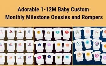 Cute 1-12M Baby Custom Monthly Milestone Onesies and Rompers in India
