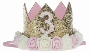 Custom Pink and Gold Princess Birthday party theme Crown, Birthday girl crown