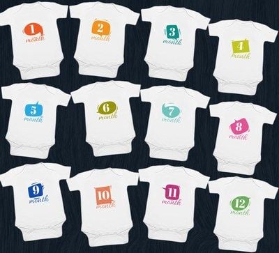 Monthly Milestone Baby Shower Gift Monthly baby Onesies Monthly Photo Clothing Unisex Kids Clothing Bodysuits Milestone onesie Monthly Onesies Monthly Pictures 