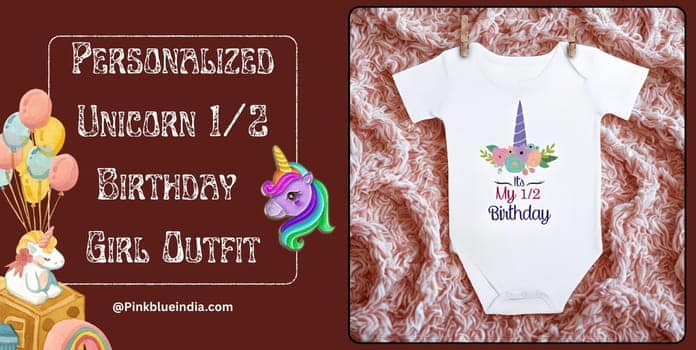 Personalized Unicorn 1/2 Birthday Girl Outfit