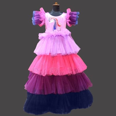 Girls Unicorn Colorful Birthday Party Dress