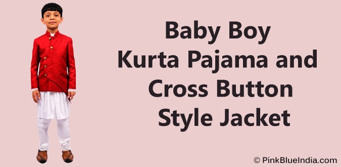 Baby Boy Kurta Pajama With Cross Button Style Jacket