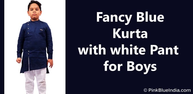 Baby Boy Blue Kurta with white Pant 