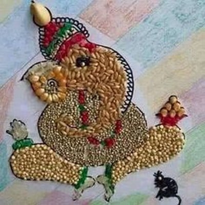 Kids Craft Lentils Ganesha Vinayak 