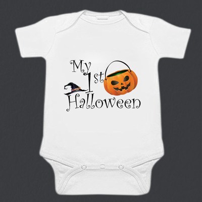 White Baby Boy or Girl﻿ First Halloween Romper