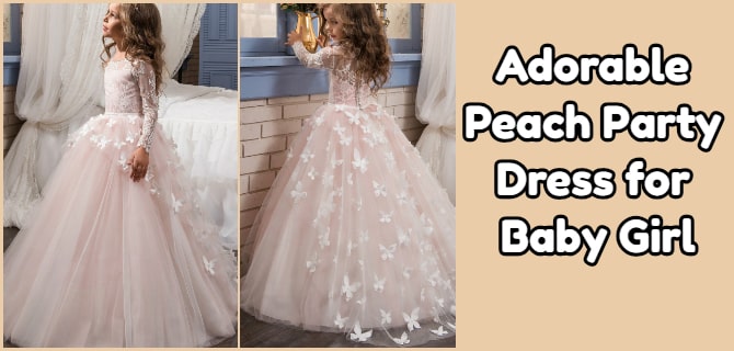 Peach Baby Girl Party Dress - Kids Long Gowns