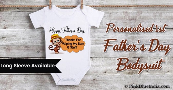 Personalised 1st Father’s Day Bodysuit - Custom Baby Outfit India