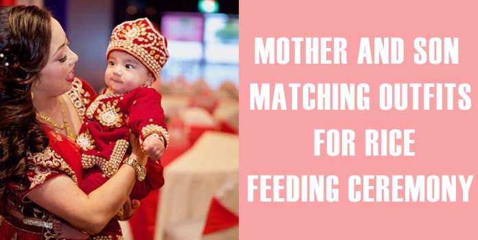 Rice Feeding Ceremony Mother Son Matching Outfits