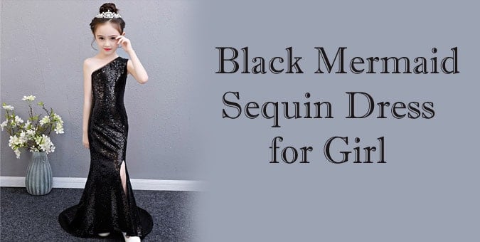 Black Mermaid Sequin Dress for Girl