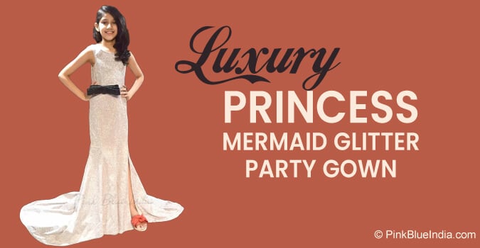 Little Princess Glitter Mermaid Birthday Party Gown Dress