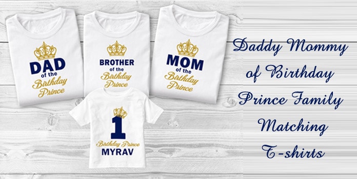 Mom and Dad of the Birthday Prince Family matching T-shirts