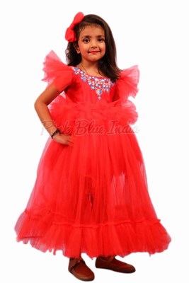 Long Red Designer Frock for Kid Girl