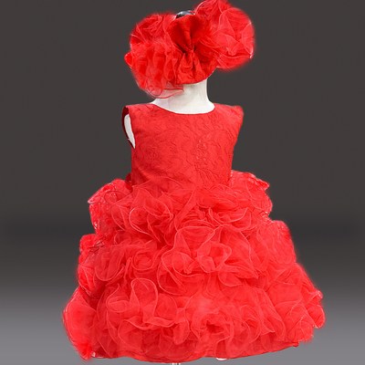 Stylish Red Frilly Baby Dress, Red Frock