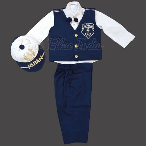 Toddler Baby Boy Navy Captain Sailor Outfit Birthday Suit