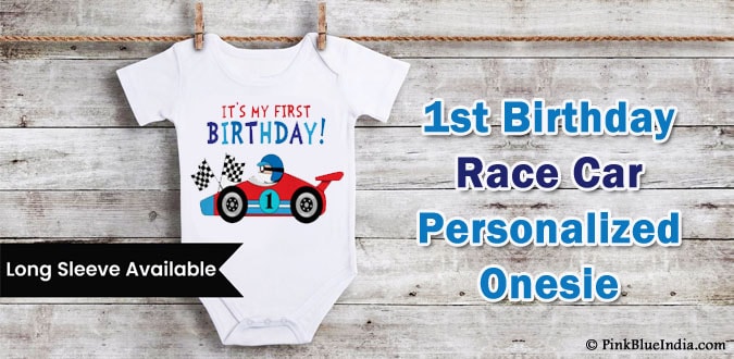 Personalized Race Car Baby Onesie, 1st Birthday Race Car Outfit