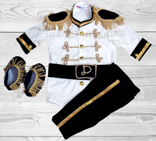 Black Royal Prince Costume for Baby Boy, Newborn Baby Prince Dress