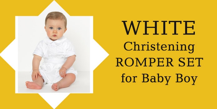 White Christening Romper Set Baby Boy Baptism Romper online India