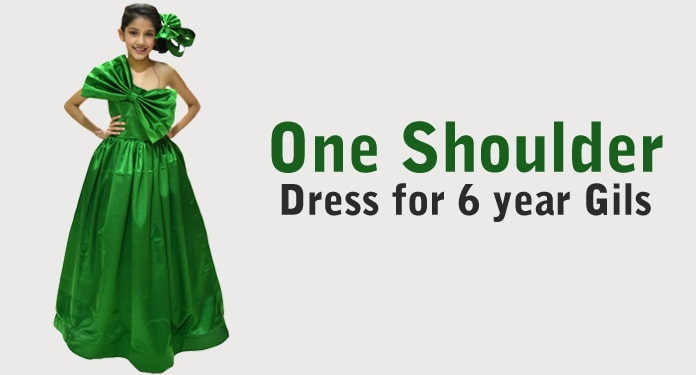 One Shoulder Dress, 6 years Girl Birthday Gown