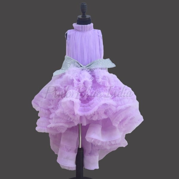 Party Wear Ruffle Lavender Dress For Girls 