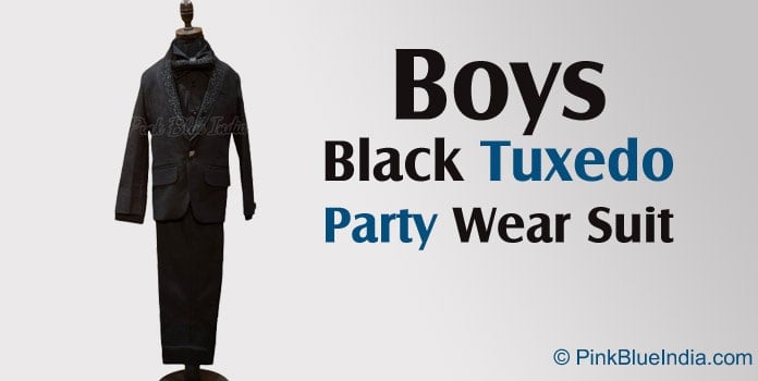 Boys Black Tuxedo, Little Party Wear Black Tuxedos Suit