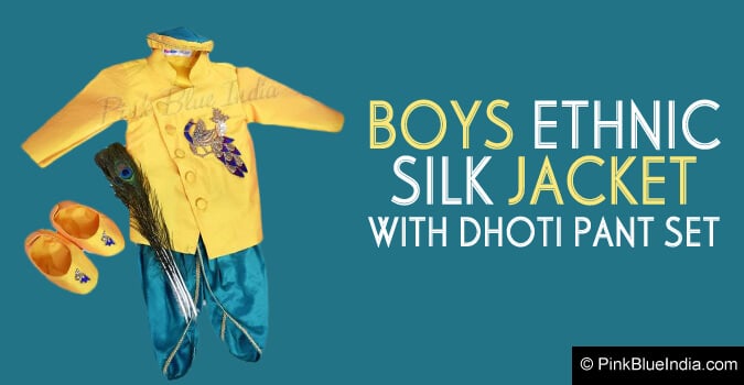 Little Boy Ethnic Silk Jacket Dhoti Pant Set