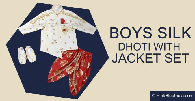 Boys Birthday Party Silk Dhoti Jacket Set