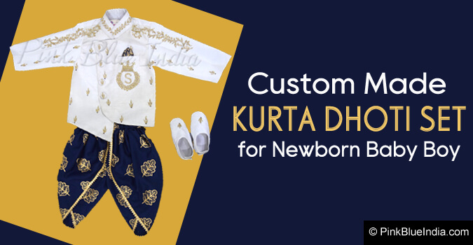 White Embroidered Kurta Dhoti Set for Child Boy