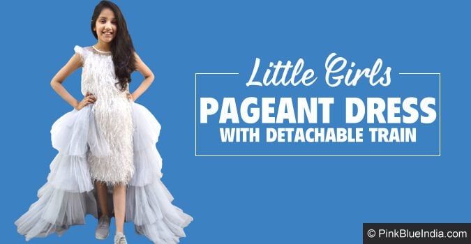 Little Girls Pageant Dress with Detachable Train